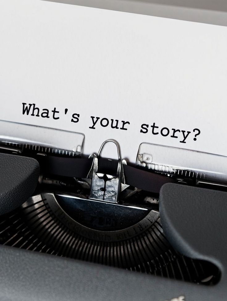 an image of zoom typewriter writing " whats your story?"